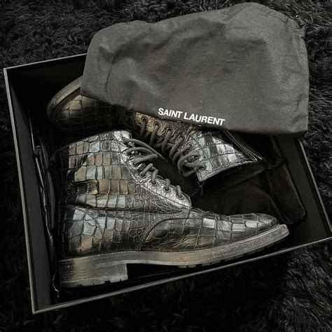 saint laurent ranger faux crocodile